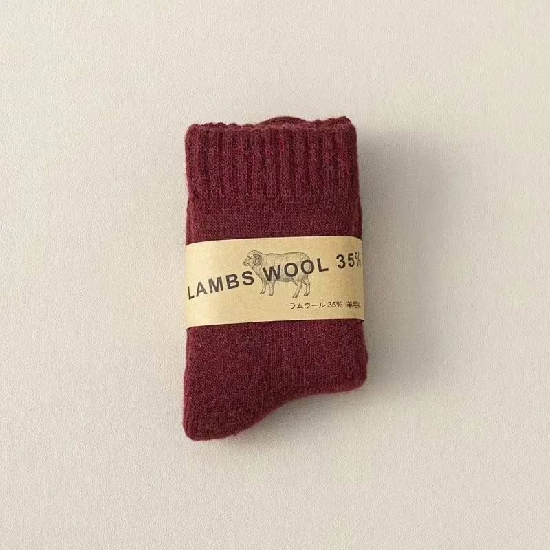 Winter 30% Wool Cashmere Warm Furry Kids Sock Chic Solid Color 🧦