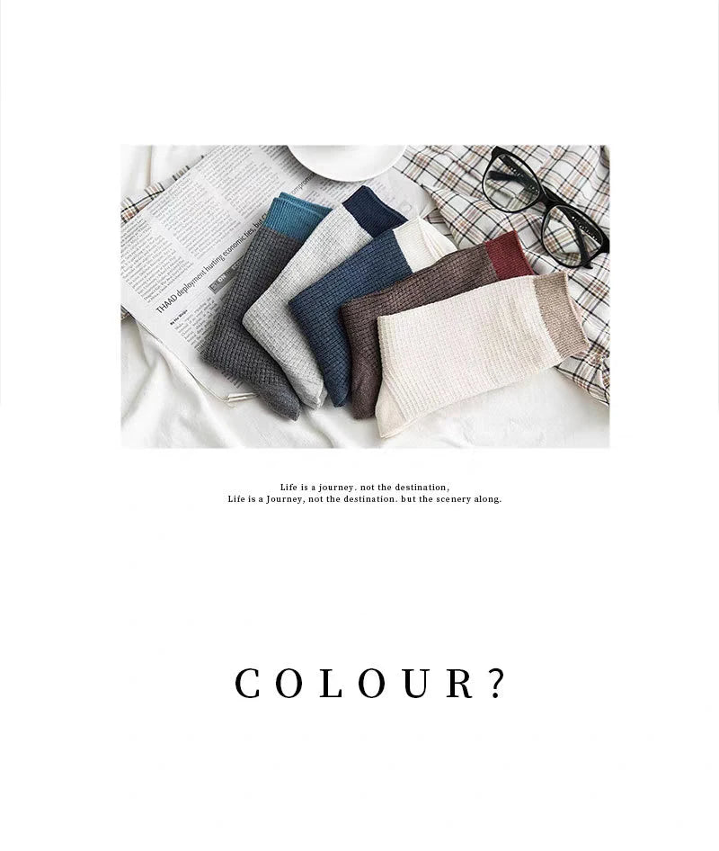 High-quality Harajuku Socks Men's mid-calf socks double-needle