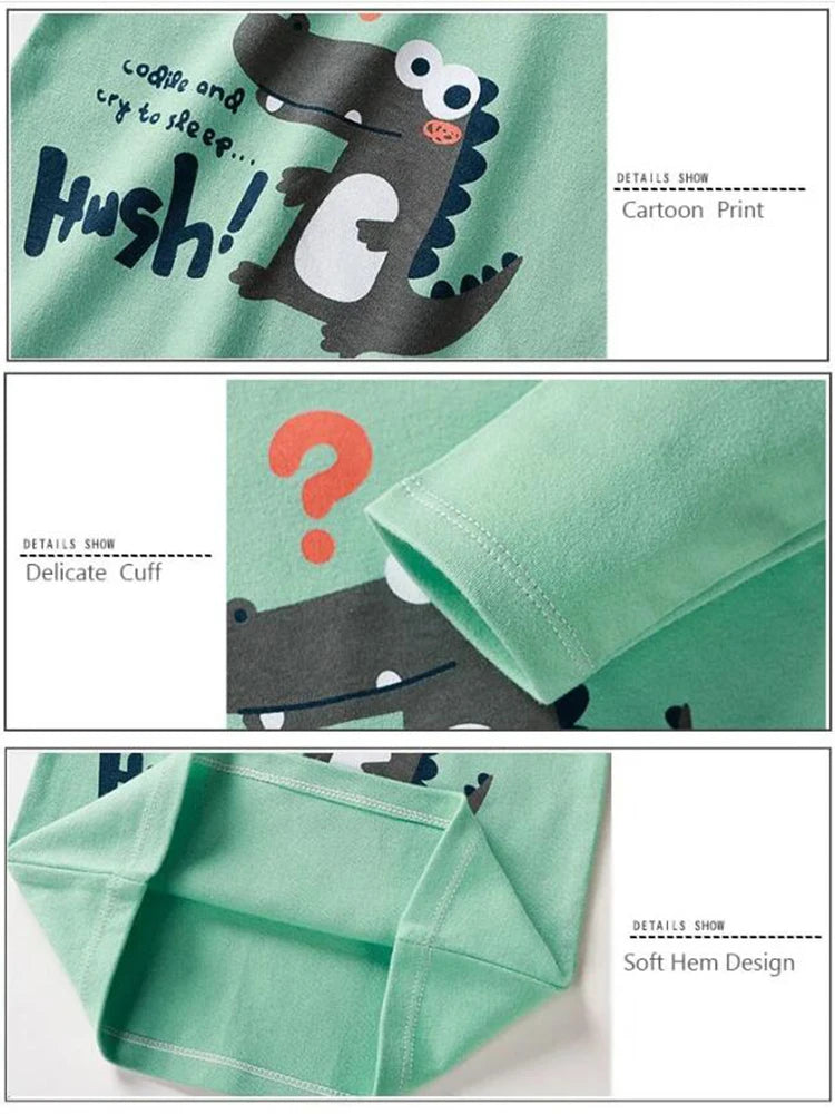 Autumn Kids Boys Baby Cartoon Crocodile Cotton Sweatshirt