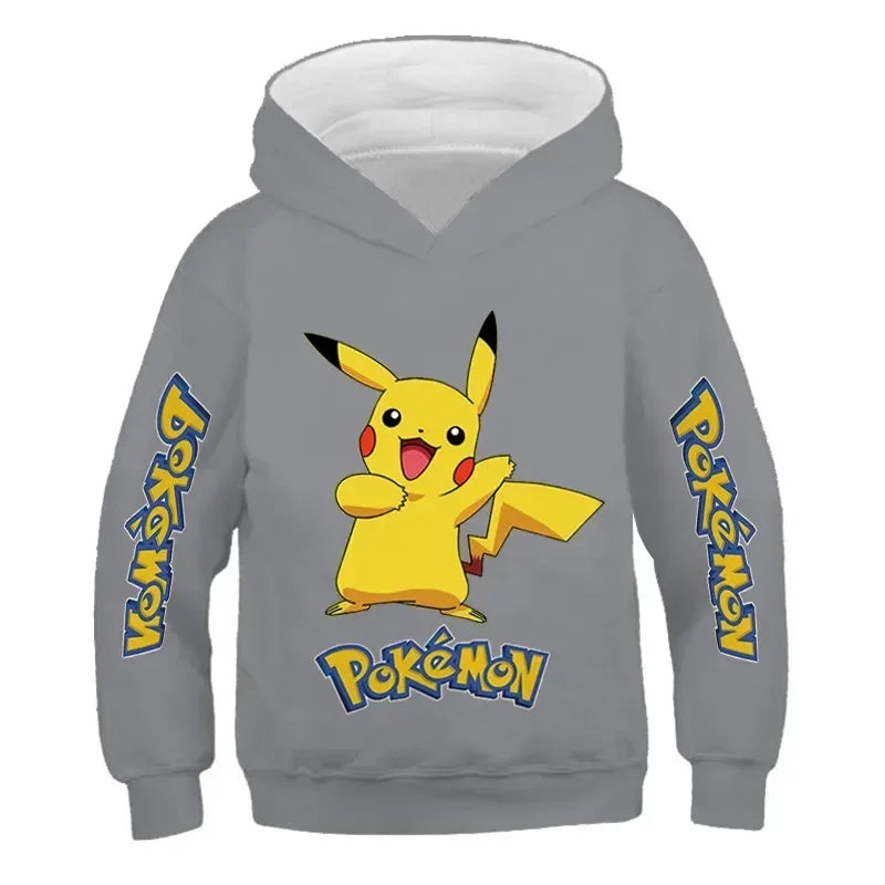 New Autumn 4-14 Years Kids Cotton Pokemon Hoodies Pikachu