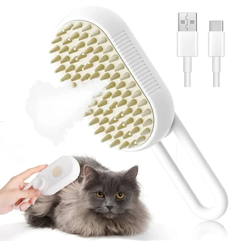 Steam Pet Brush 3-in-1 Massage Dog Steamy Brush Spray Beauty