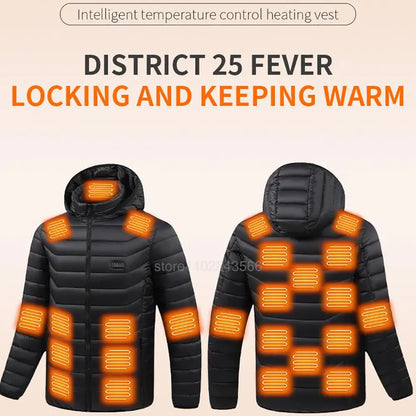 Men Heated Jacket USB Electric Heated Coat Hunting Hiking