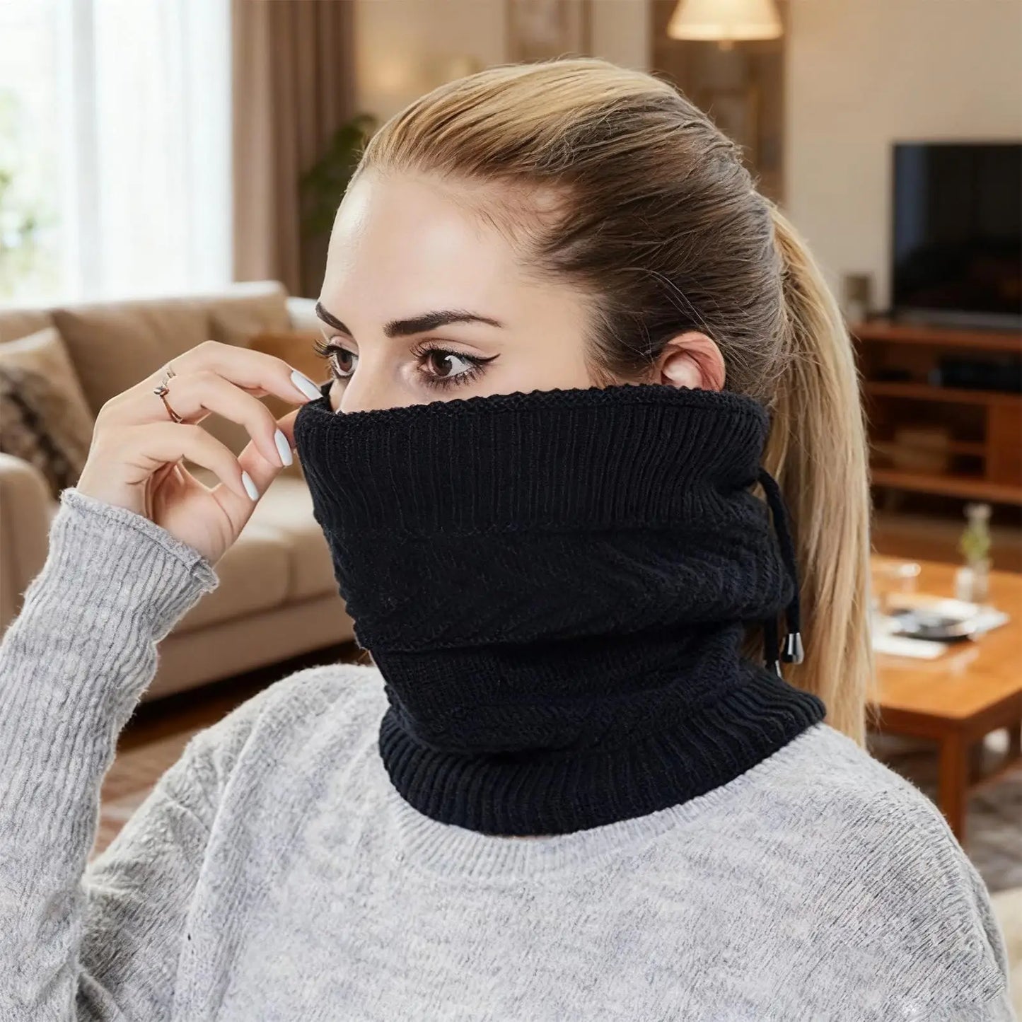 Heat Hat Knitted Beanie Hat Neck Warmer Electric Rechargeable