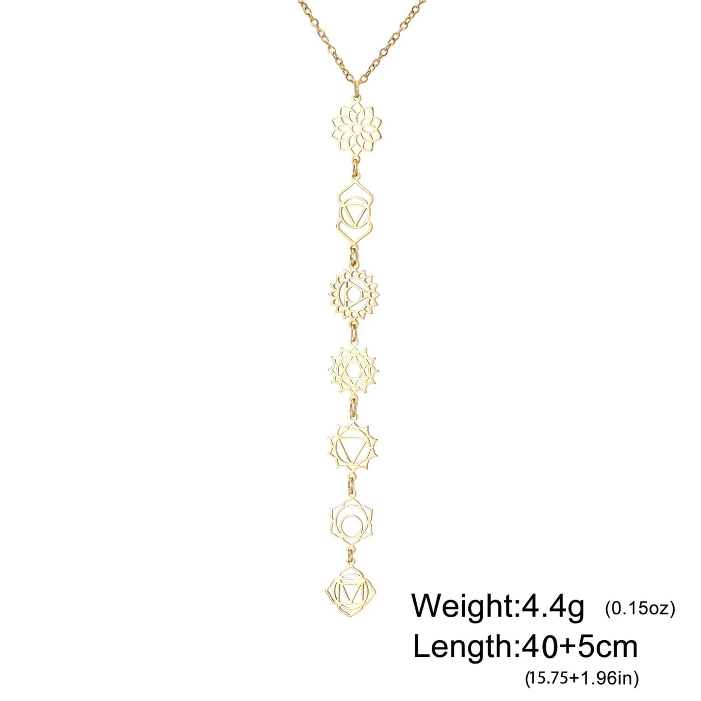 Meditation 7 Chakra Flower Necklaces for Women Stainless Steel