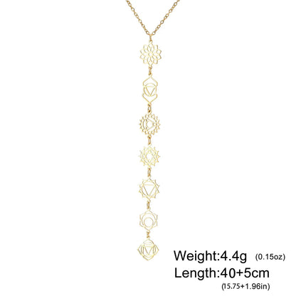 Meditation 7 Chakra Flower Necklaces for Women Stainless Steel