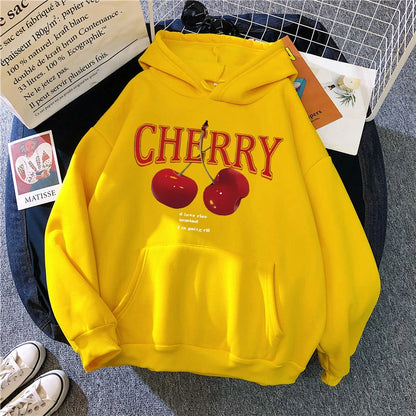 Cherry Love Long Sleeve Pocket Hoodies Funny Gothic Sweatshirt