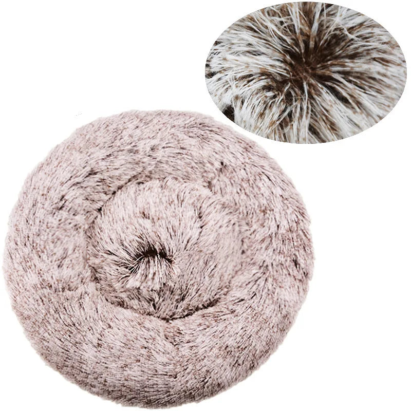 Round Pet Bed for Large Dog Bed Super Soft Cat Bed Long Plush