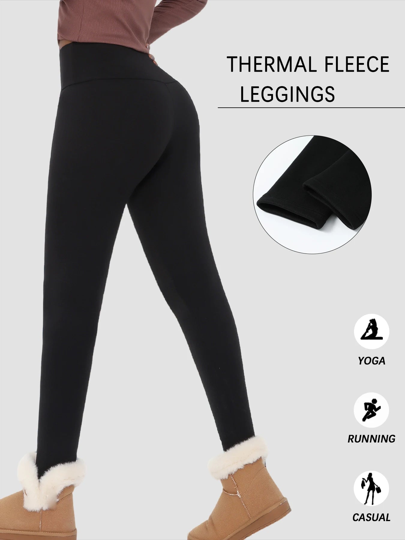 Winter thermal leggings with high waist and tummy control Women