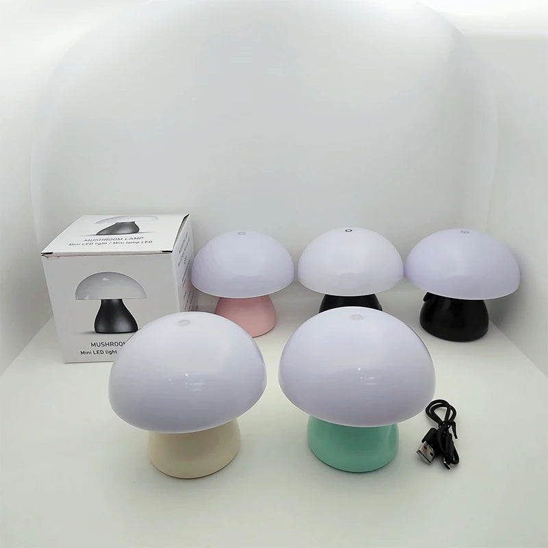 Mushroom Led Table Lamp Charging Touch Desk Coffee Bar