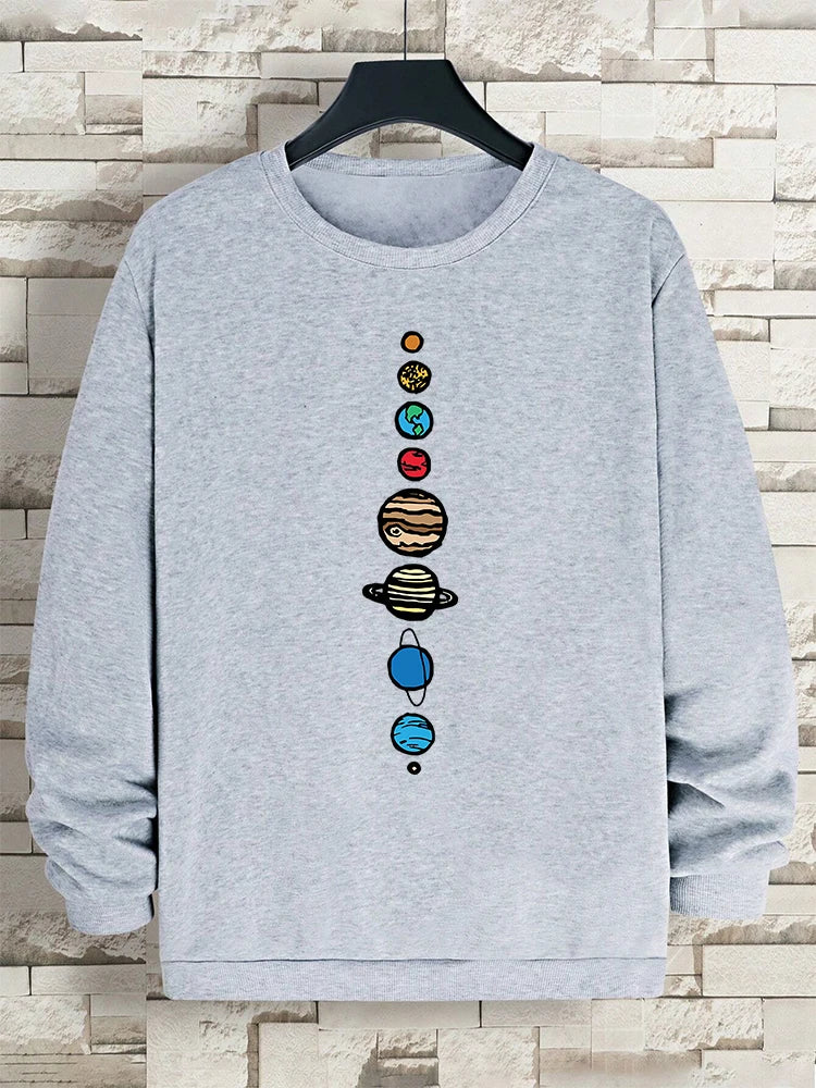 Planets In The Solar System Men Women Hoody Cartoon Crewneck