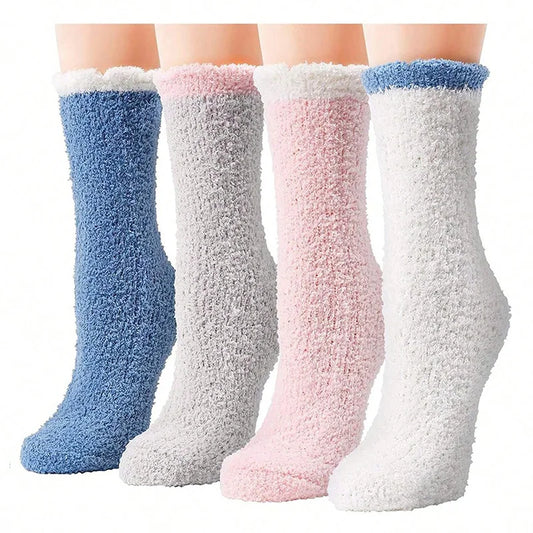 Women Winter Warm Fuzzy Socks Thick Thermal Solid Soft Fluffy