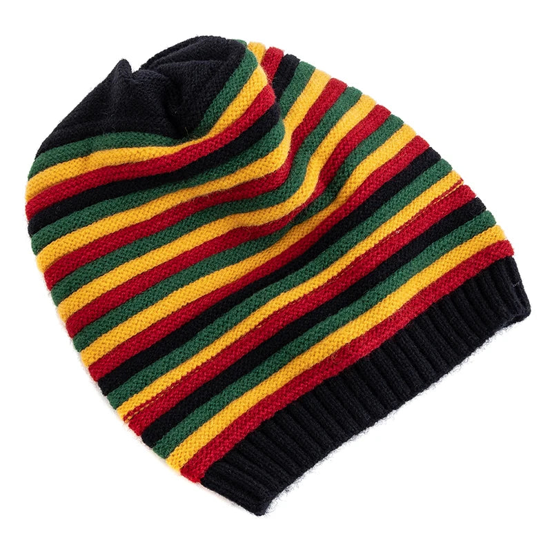Winter Striped Knitted Beanie Hat – Warm &amp; Stylish Casual Cap