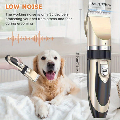 Professional Wireless Electric Pet Grooming Kit: Low-Noise Hair