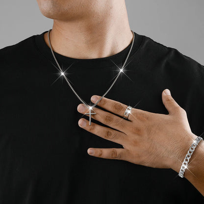 Men Fashion Personality Simple Black Stainless Steel Non Fading