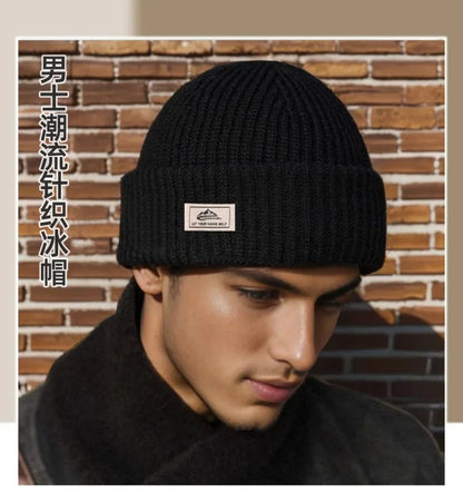 New Outdoor Women Men Winter Knitted Hat Plush Warm Peaked