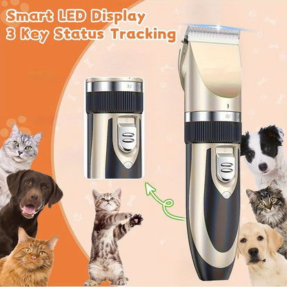 Professional Wireless Electric Pet Grooming Kit: Low-Noise Hair