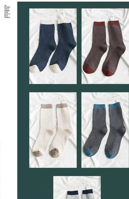High-quality Harajuku Socks Men's mid-calf socks double-needle