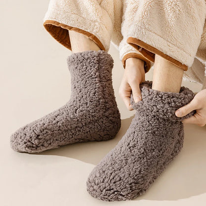 Men's Thickened Plush Floor Socks Solid Color Warm Comfortable