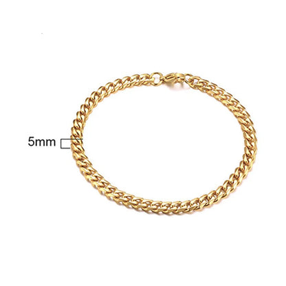 Stainless Steel Chain Bracelet Women, 3mm to 9mm Curb Cuban