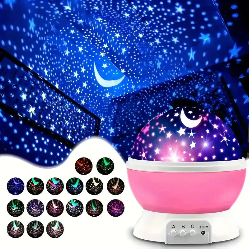USB powered starry night light projector with moon and stars