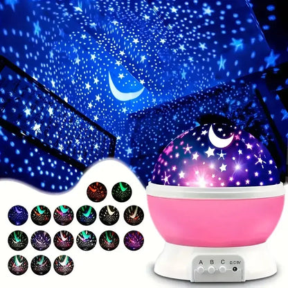 USB powered starry night light projector with moon and stars