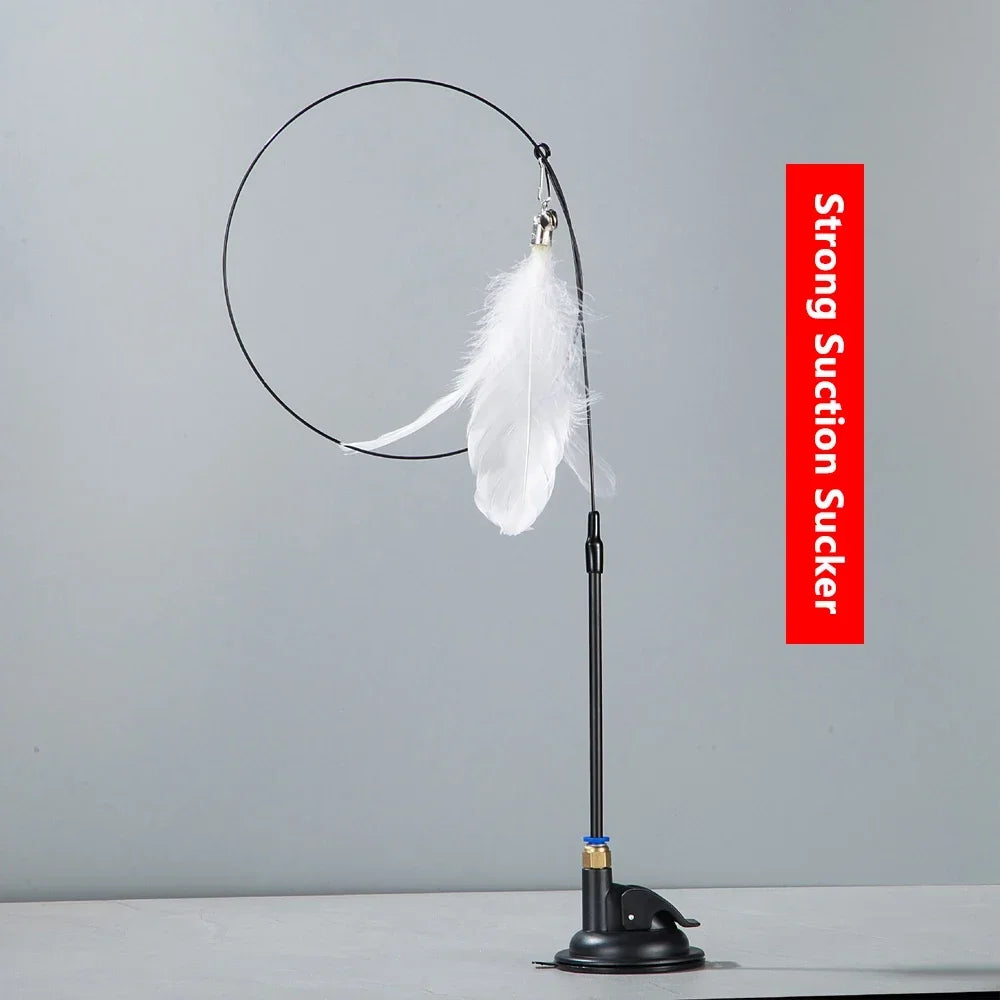 Cat Toy Cat Teaser Stick With Bell Extended Rod Suction Cup