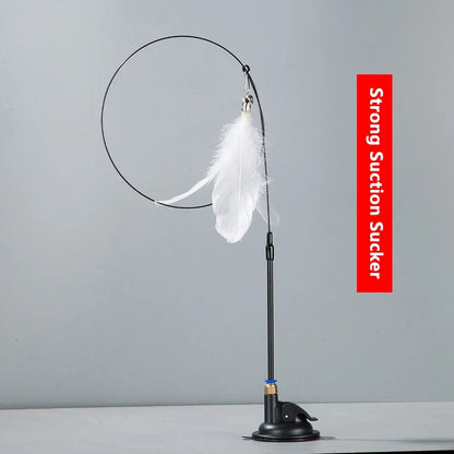 Cat Toy Cat Teaser Stick With Bell Extended Rod Suction Cup