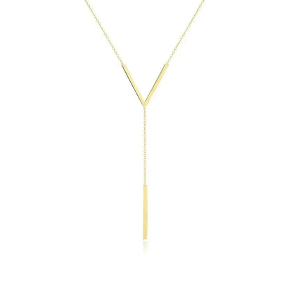 Simple V-shaped Long Sexy Clavicle Necklace Gold Color Long