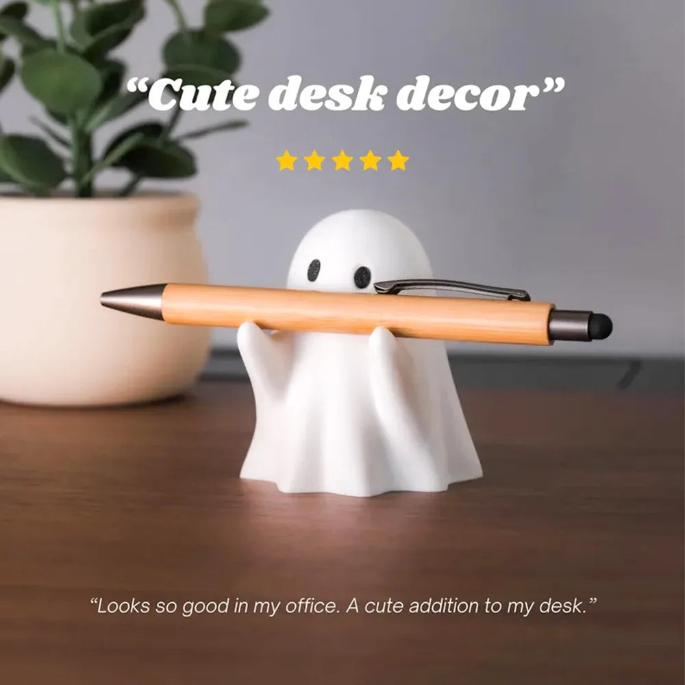 Ghost Pen Holder - Cute Resin Desktop Organizer for Office & Home, Halloween Decor Creative Gift, Funny Stationery Stand (1PC)