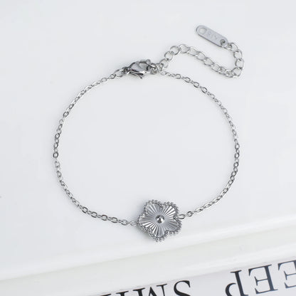 Stainless Steel Bracelet Ladies Adjustable Five Flower