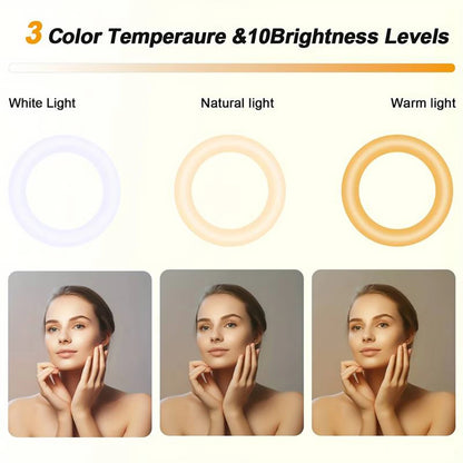 LED Ring Light with Adjustable Color Temperatures 62.9-Inch Tripod