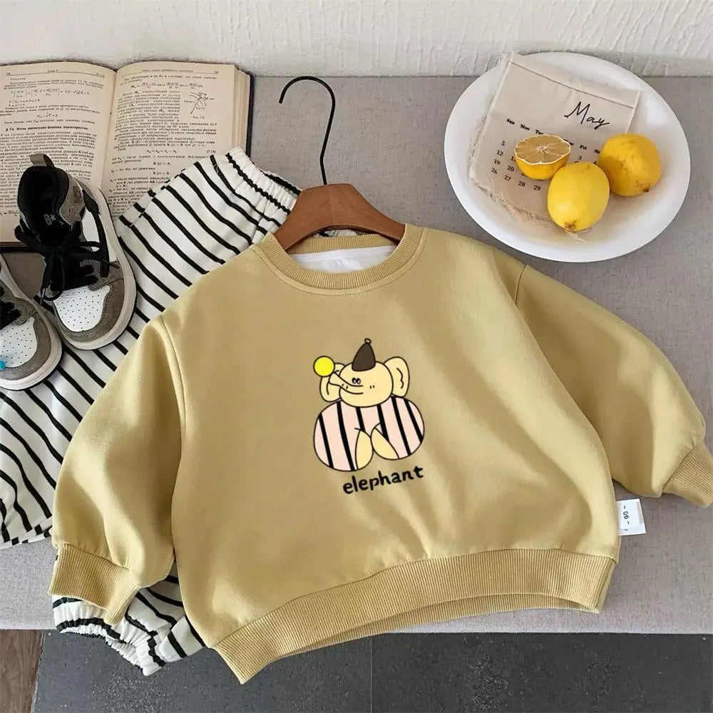 Fashion Solid Color Kids Clothes Boys Sweatshirt Cotton Long
