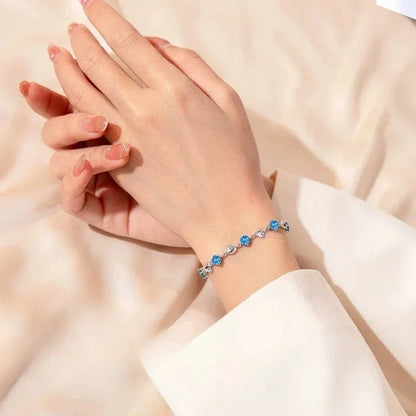 Sterling Silver Heart Shaped Necklace Bracelet Set for Women