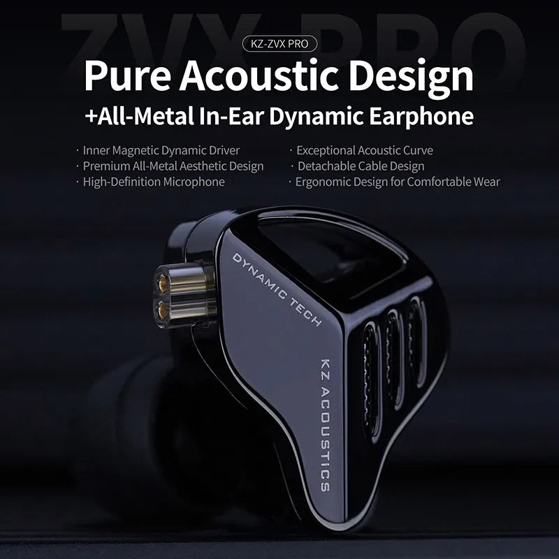 KZ ZVX Pro Earphones Dynamic HIFI Bass Earbuds in Ear Monitor