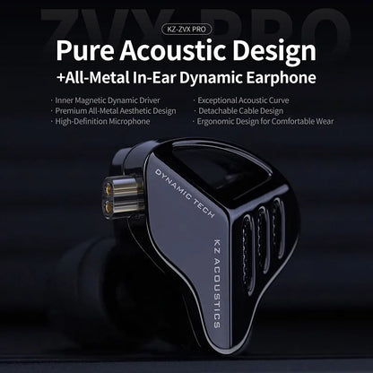 KZ ZVX Pro Earphones Dynamic HIFI Bass Earbuds in Ear Monitor