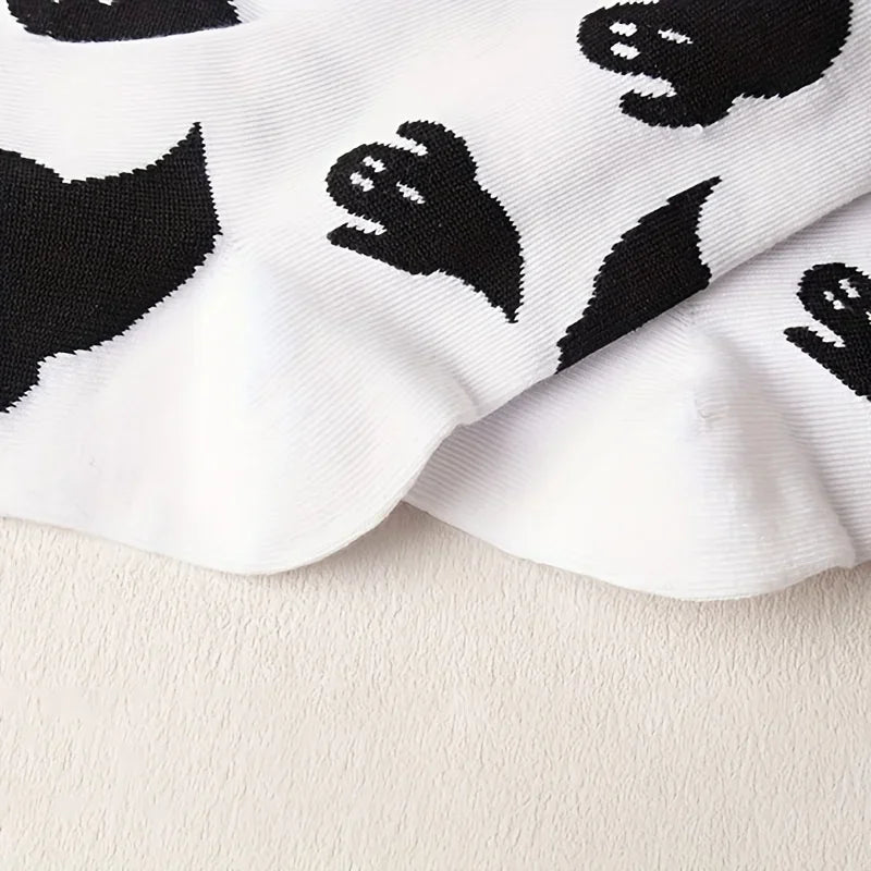 Black  White Halloween Mid-Calf Socks - Trendy Women's Socks