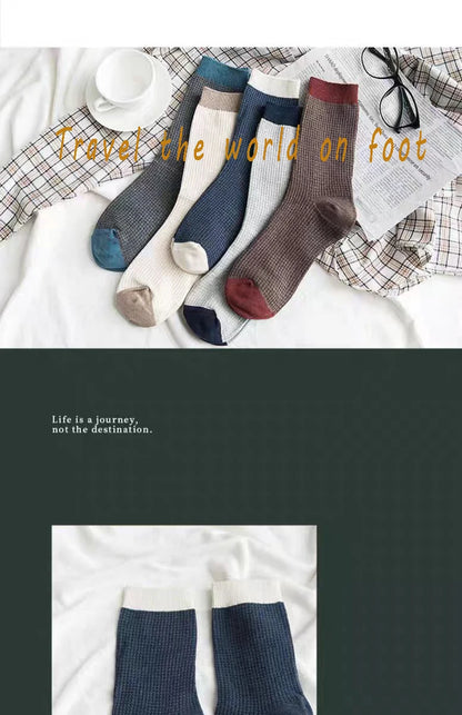 High-quality Harajuku Socks Men's mid-calf socks double-needle