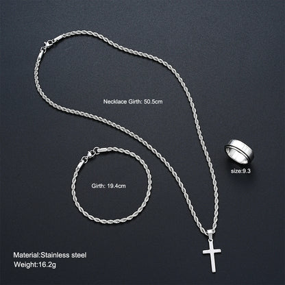 Stainless Steel Simple Jewelry Set For Men Women Fashion Silver
