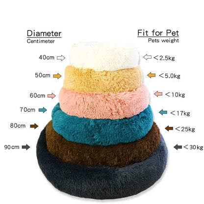 Round Pet Bed for Large Dog Bed Super Soft Cat Bed Long Plush