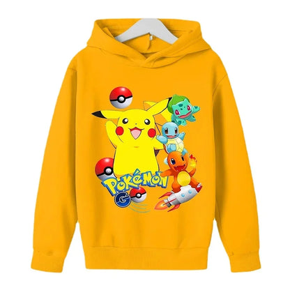 New Autumn 4-14 Years Kids Cotton Pokemon Hoodies Pikachu