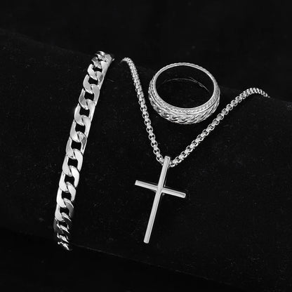 Men Fashion Personality Simple Black Stainless Steel Non Fading