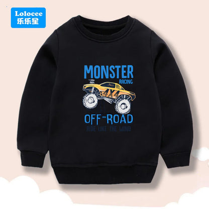 Off-Road Car Print Sweatshirts Long-sleeved Tops Boys Child
