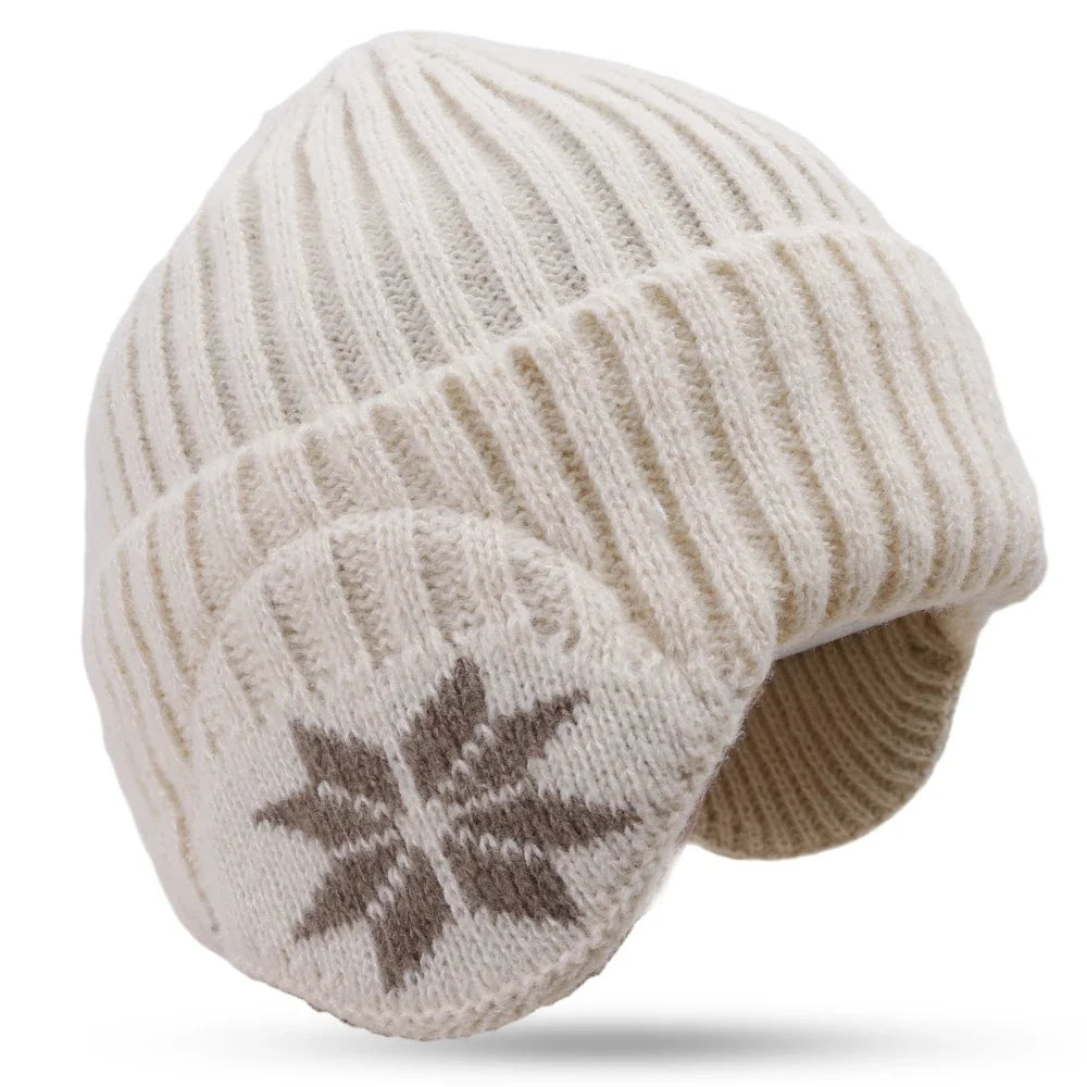 New Outdoor Women Men Winter Knitted Hat Plush Warm Peaked