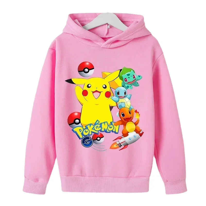New Autumn 4-14 Years Kids Cotton Pokemon Hoodies Pikachu