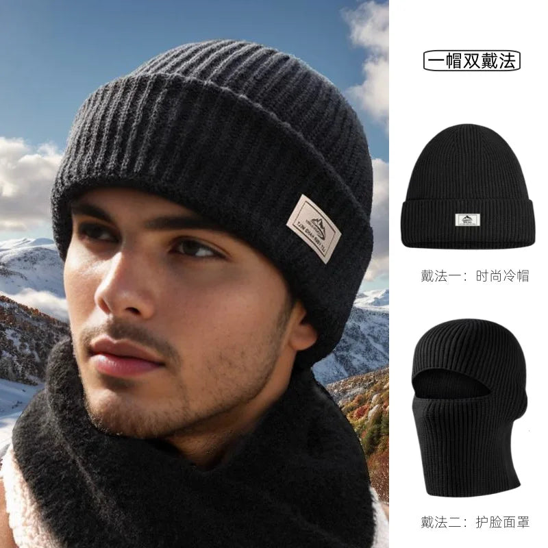 New Outdoor Women Men Winter Knitted Hat Plush Warm Peaked