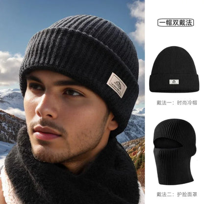New Outdoor Women Men Winter Knitted Hat Plush Warm Peaked