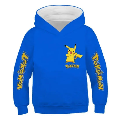 New Autumn 4-14 Years Kids Cotton Pokemon Hoodies Pikachu