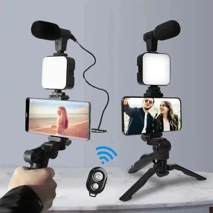 Smartphone Vlogging Kit With Tripod Phone Holder Mini Microphone