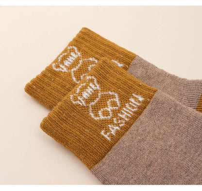 Baby Floor Socks with Cartoon Animal Bear Pattern, Adhesive