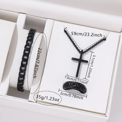 Men Fashion Personality Simple Black Stainless Steel Non Fading